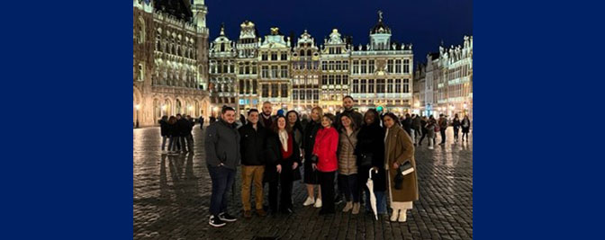 Professor Tracy Kaye with law students on a trip through EU Institutions of Brusselss and Luxembourg