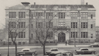 Old black and white building