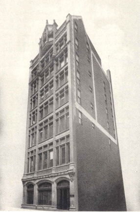 Old black and white tall building