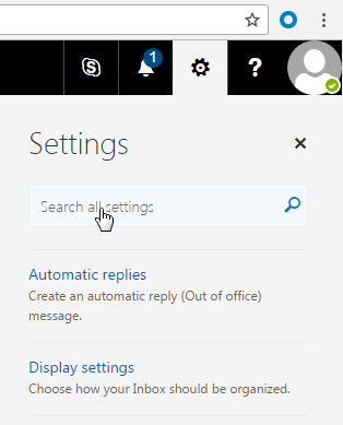 Outlook Settings Search