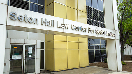 The entranceway for the Center for Social Justice at Seton Hall Law.