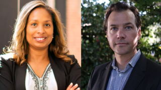 black woman next to white man 