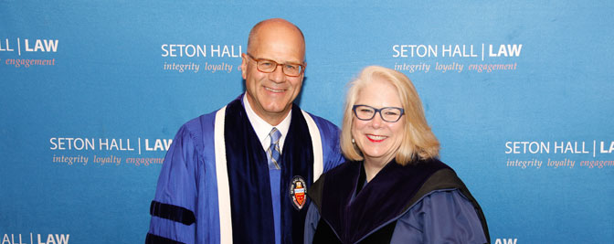 Kevin H. Marino, J.D. ’84 and Dean Kathleen M. Boozang at the Class of 2021Commencement.