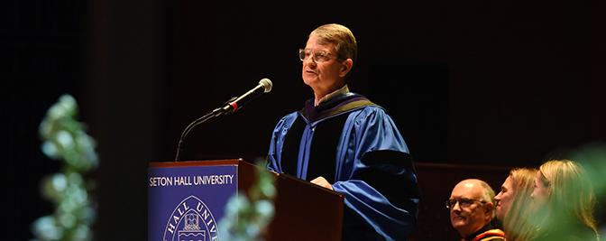 Interim Dean Kip Cornwell delivering his remarks at Commencement 2024