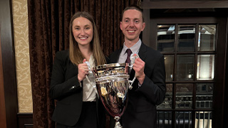 Winners of the Hicks Thomas LLP Moot Court National Championship: 3L students Emma Taylor and Christopher Frey