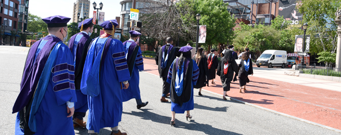 Graduates Walking to NJPAC on Graduation Day