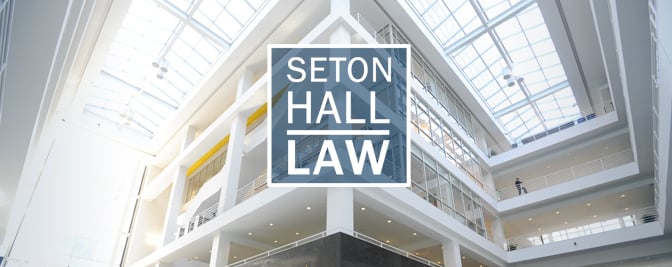 Seton Hall Law Atrium with Logo