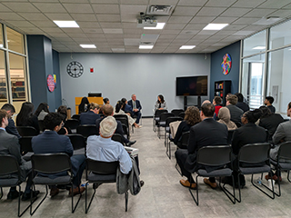 Dean Weich and Prof. Franzese address students at Seton Hall Law.
